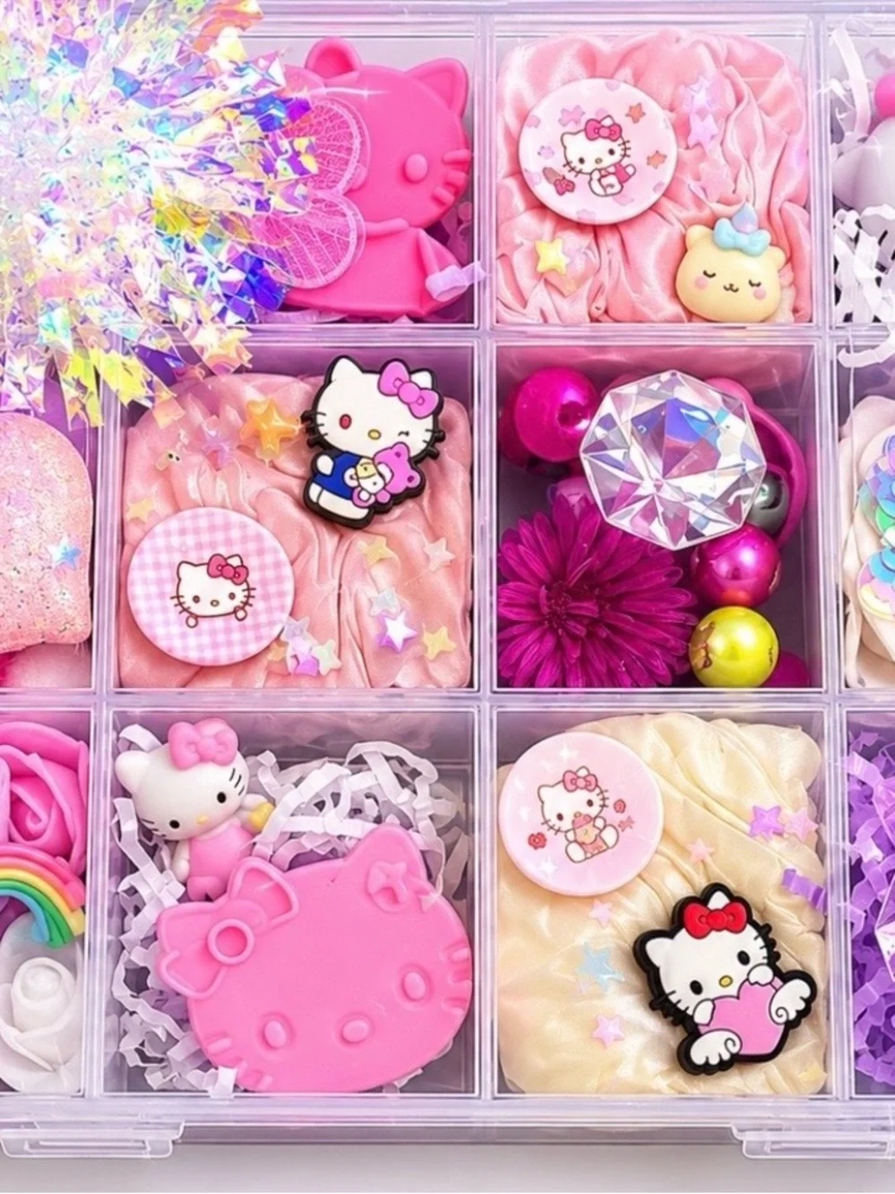 Hello Kitty Pink Purple Accessory Gift Set with Gold Necklace Charm